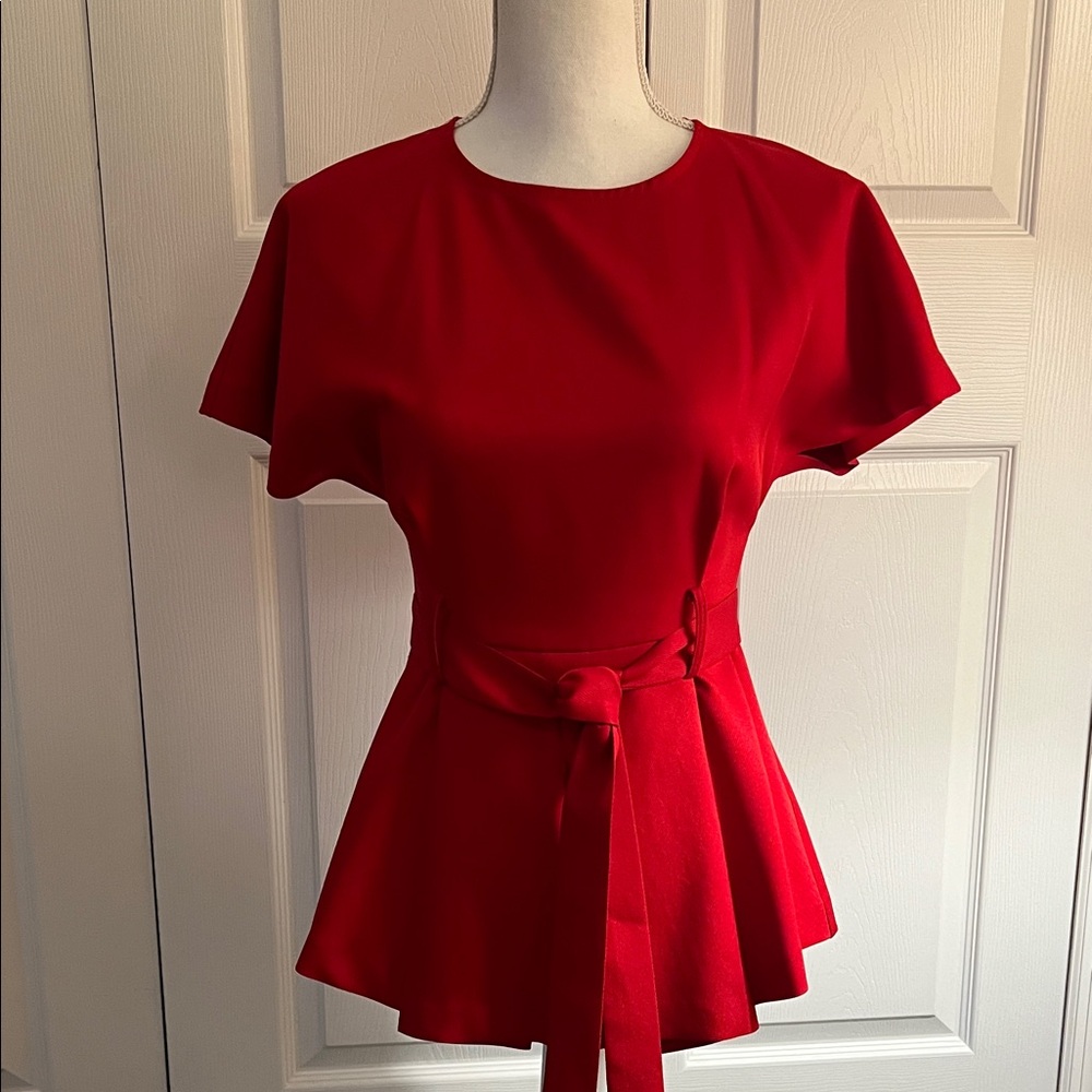 Daniel Cremieux Red Blouse with Tie Waist